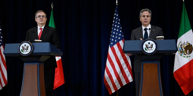 US Secretary of State Antony Blinken holds a joint news conference with Mexican Foreign Secretary Marcelo Ebrard at the State Department in Washington, DC on October 13, 2022.