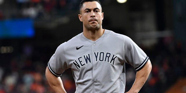 Giancarlo Stanton of the New York Yankees at Minute Maid Park on Wednesday, Oct. 19, 2022, in Houston, Texas.