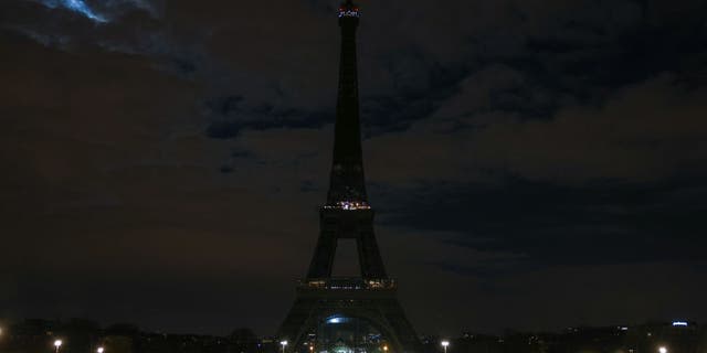 Eiffel Tower with lights turned off