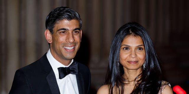 Chancellor of the Exchequer Rishi Sunak and Akshata Murthy attend a reception to celebrate the British Asian Trust at the British Museum on February 9, 2022 in London.