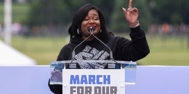 U.S. Rep. Cori Bush (D-MO) speaks during a March for Our Lives rally against gun violence on the National Mall June 11, 2022, in Washington, D.C. 