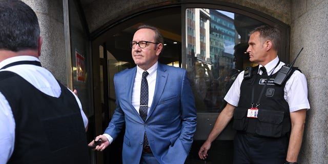 Kevin Spacey leaves court. His lawyer grilled Anthony Rapp during testimony on Tuesday and Wednesday, Oct. 11-12, 2022.