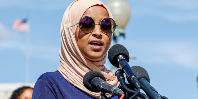 Rep. Ilhan Omar speaks during a press conference on Capitol Hill on Sept. 29, 2022.