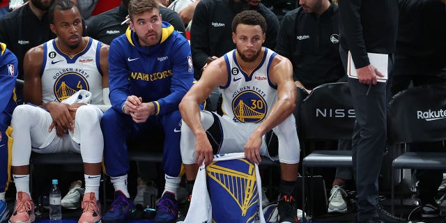 Stephen Curry, #30, of the Golden State Warriors looks on during the NBA Japan Games between the Washington Wizards and the Golden State Warriors at Saitama Super Arena on October 2, 2022, in Saitama, Japan.