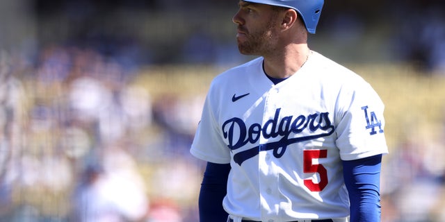 Freddie Freeman of the Los Angeles Dodgers during a game against the Colorado Rockies at Dodger Stadium on October 2, 2022 in Los Angeles.