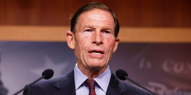 Sen. Richard Blumenthal, D-Conn., speaks during a news conference at the U.S. Capitol on Oct. 12, 2022.