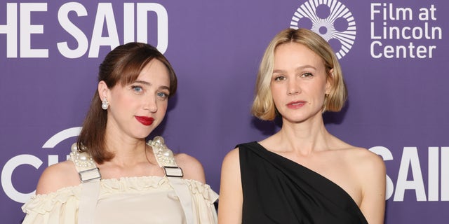 Zoe Kazan and Carey Mulligan attend the red carpet event for "She Said" during the New York Film Festival.