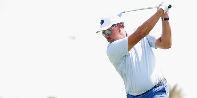 Team Captain Phil Mickelson of Hy Flyers GC practices on the driving range ahead of day one of the LIV Golf Invitational - Jeddah at Royal Greens Golf andamp;amp;amp; Country Club on Oct. 14, 2022 in King Abdullah Economic City, Saudi Arabia. 