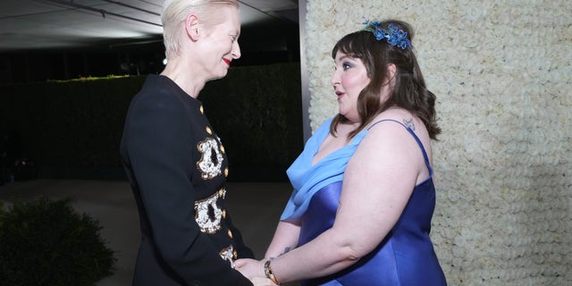 Honoree Tilda Swinton and Lena Dunham shared a moment at the Gala.