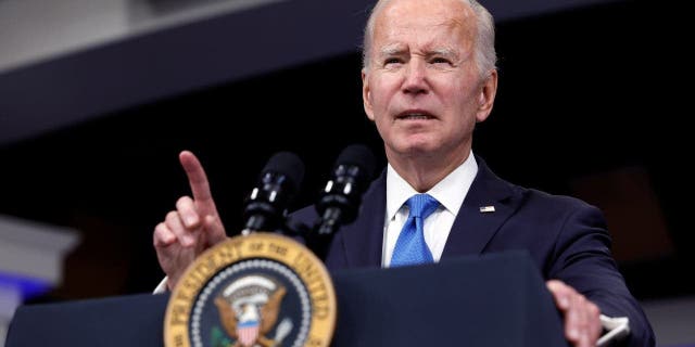 U.S. President Joe Biden delivers remarks on the status of COVID-19 in the United States from the South Court Auditorium on the White House campus on October 25, 2022 in Washington, DC Following his remarks on Covid-19, Biden received an updated booster shot.