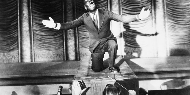 Al Jolson, in blackface, as Jakie Rabinowitz, in The Jazz Singer, the first "talking" motion picture.