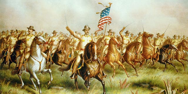 On this historic day, October 27, 1858, Teddy Roosevelt, American titan, was born in New York 3 A lithograph showing Theodore Roosevelt riding the Rough Riders during their charge of San Juan Hill, near Santiago de Cuba, July 1, 1898.