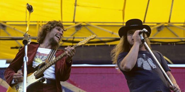 Photo of Lynyrd Skynyrd guitarist Steve Gaines and founder and lead singer Ronnie Van Zant. Both were killed when the band's plane crashed on Oct. 20, 1977. 