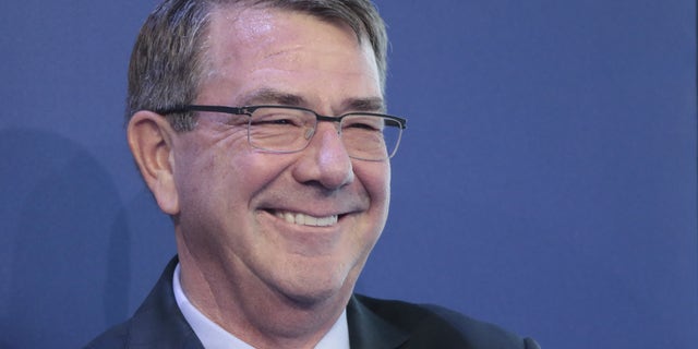 Ashton Carter, former U.S. secretary of defense, reacts during a panel session at the World Economic Forum in Davos, Switzerland, on Jan. 25, 2018.