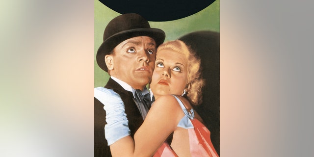 James Cagney as Tom Powers and Jean Harlow as Gwen Allen in a publicity still for the gangster film "The Public Enemy," in 1931.