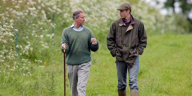 Prince William (right) visits Duchy Home Farm with his father King Charles.