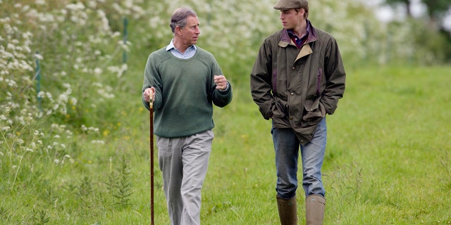 Prince William (right) visits Duchy Home Farm with his father King Charles.