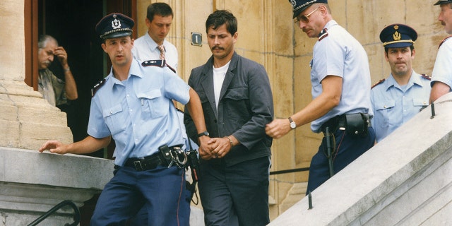 Belgian child rapist Marc Dutroux leaves the court of justice of Neufchateau. The 65-year-old is the subject of a true-crime podcast called ‘Le Monstre’.