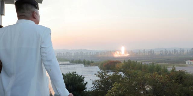 North Korea leader Kim Jong-un oversees a missile launch at an undisclosed location in North Korea in this photo released on Oct. 9, 2022, by the Korean Central News Agency.