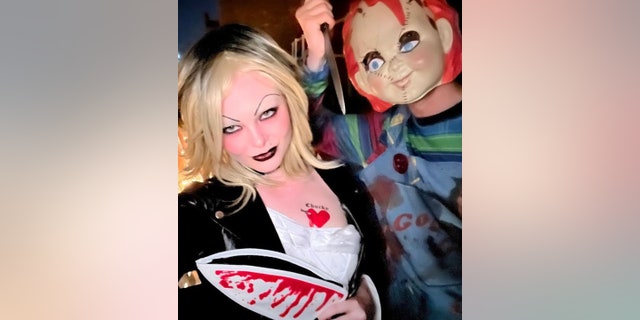 Elle Fanning went as Tiffany and Chucky from the horror flick "Child's Play."