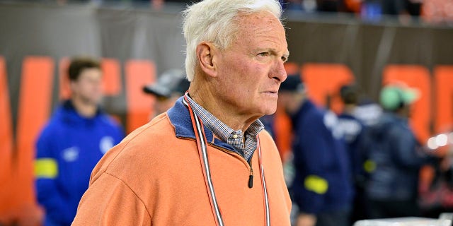 Cleveland Browns owner Jimmy Haslam walks on the field before an NFL game against the Pittsburgh Steelers in Cleveland, Ohio, on Sept. 22, 2022.