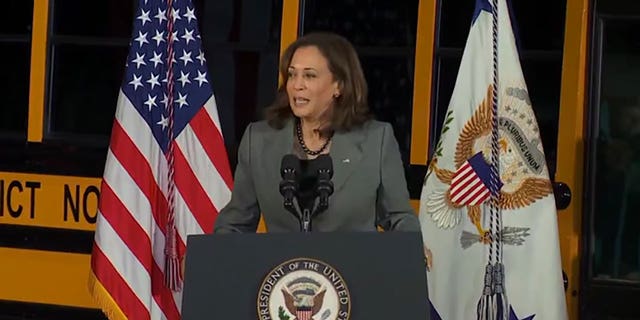 Vice President Kamala Harris pitched an electric school bus during an appearance in Seattle.