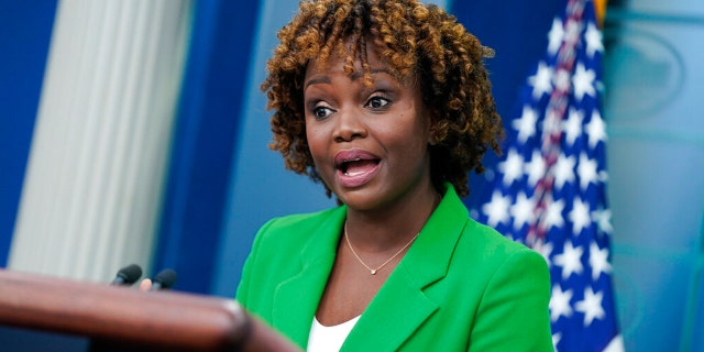 White House press secretary Karine Jean-Pierre speaks during a briefing at the White House, Wednesday, Oct. 19, 2022, in Washington.