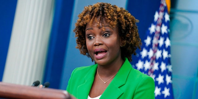 White House press secretary Karine Jean-Pierre speaks during a briefing at the White House, Wednesday, Oct. 19, 2022, in Washington.