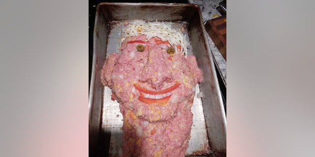 Melissa Suriano of Michigan made this meatloaf and crafted it to look like her son, Collin — complete with shredded cheese hair, olive eyes and onion teeth.