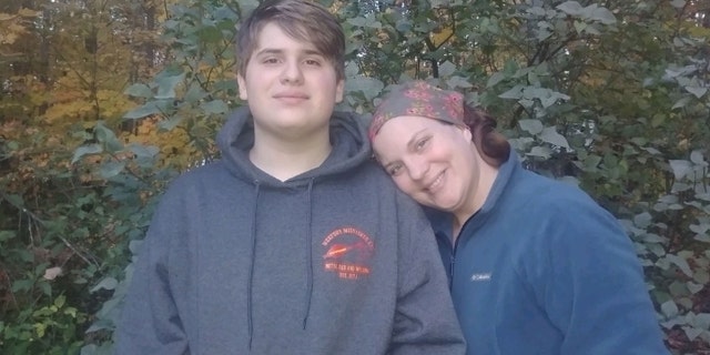 Collin Suriano and his mother, Melissa Suriano, of Mesick, Michigan.