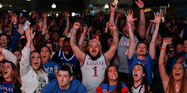 University of Kansas students react to watching the NCAA men's basketball national championship game April 4, 2022.