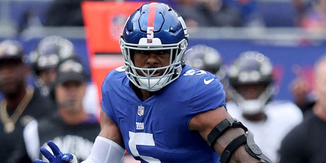 Kavon Thibodeau of the New York Giants is seen during a game against the Baltimore Ravens at MetLife Stadium in East Rutherford, New Jersey on October 16, 2022.