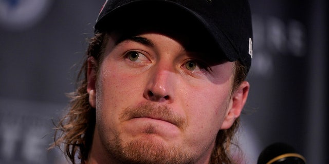 Pittsburgh Steelers quarterback Kenny Pickett meets with reporters after an NFL football game against the New York Jets in Pittsburgh, Sunday, Oct. 2, 2022. 