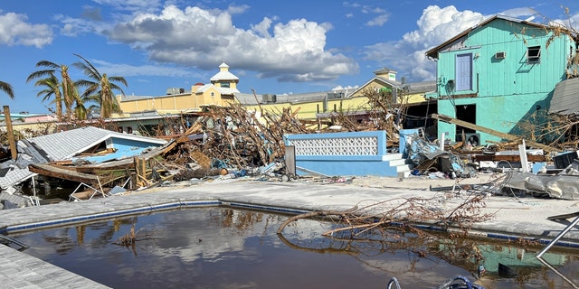 Recovery efforts are underway Saturday, October 15, 2022, on Fort Myers Beach, Florida. Hurricane Ian made landfall on Sept. 28, 2022. 