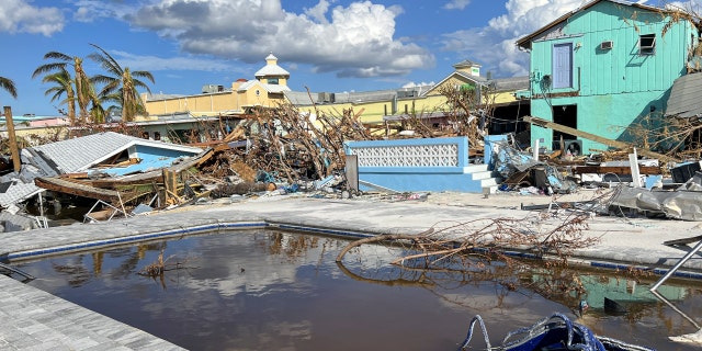 Recovery efforts are underway Saturday, October 15, 2022, on Fort Myers Beach, Florida. Hurricane Ian made landfall on Sept. 28, 2022.