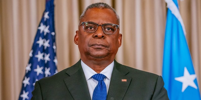 U.S. Secretary of Defense Lloyd Austin attends a press conference after a meeting of the Ukraine Defence Contact Group at the U.S. military's Ramstein air base on September 08, 2022