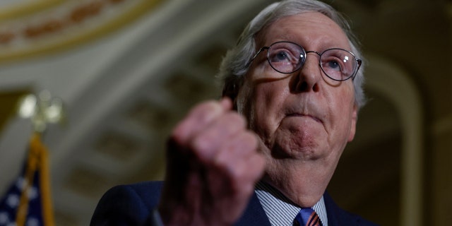 U.S. Senate Minority Leader Mitch McConnell (R-Ky.) speaks during a press conference following the Republican Senate Luncheon at the U.S. Capitol.
