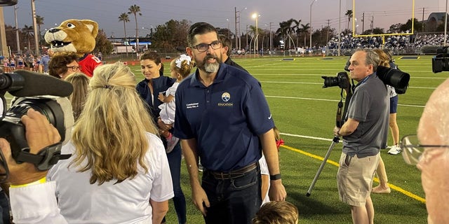 Florida Commissioner of Education, Manny Diaz Jr. attends a high school football game
