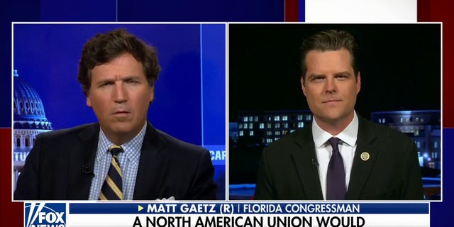 Republican Congressman Matt Gaetz discusses the possibility of the US uniting with Canada and Mexico during "Tucker Carlson Tonight" on Oct. 14, 2022.