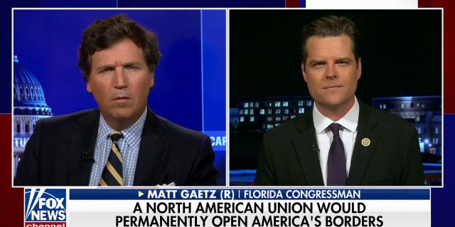 Republican Congressman Matt Gaetz discusses the possibility of the US uniting with Canada and Mexico during "Tucker Carlson Tonight" on Oct. 14, 2022.