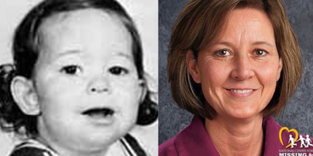 The photo shows Melissa Highsmith as a baby, and a colorized image of what Melissa Highsmith might look like now.