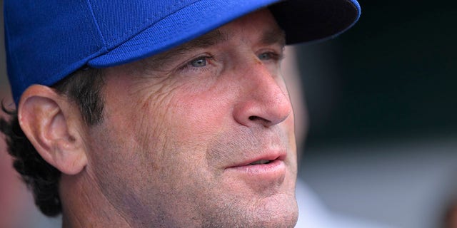 Kansas City Royals manager Mike Matheny answers questions before the team's baseball game against the Houston Astros on June 5, 2022, in Kansas City, Missouri.