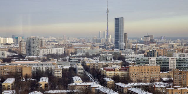 Russian lawmakers approved a new bill that would restrict LGBTQ rights if passed, opponents argue. Pictured are residential apartment buildings and the Ostankino television tower in Moscow, Russia.