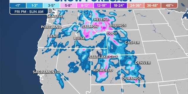 The snow forecast in the Northwest