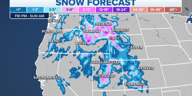The snow forecast in the Northwest