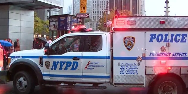 NYPD responds at Columbus Precinct.