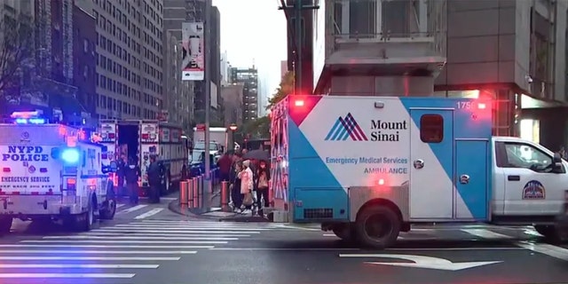 An ambulance at New York City's Columbus Circle
