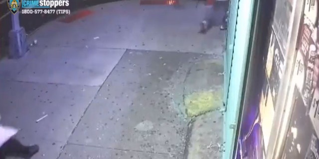 The man flees around the corner