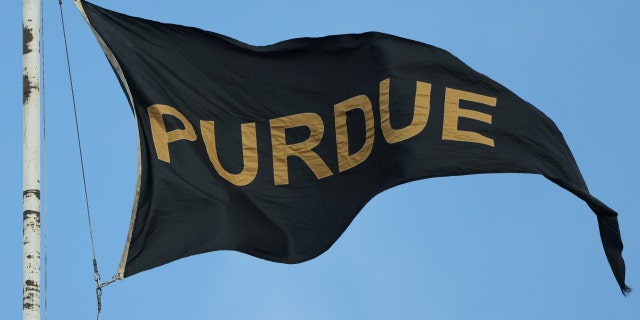A Purdue Boilermakers flag is seen flying at Memorial Stadium before the Illinois Fighting Illini and Chattanooga Mocs game on Sept. 22, 2022, in Champaign, Illinois.