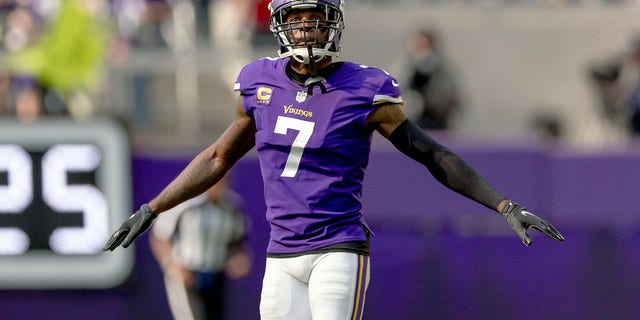 FILE - Minnesota Vikings cornerback Patrick Peterson (7) plays during the second half of an NFL football game against the Detroit Lions, Sunday, Sept. 25, 2022 in Minneapolis.